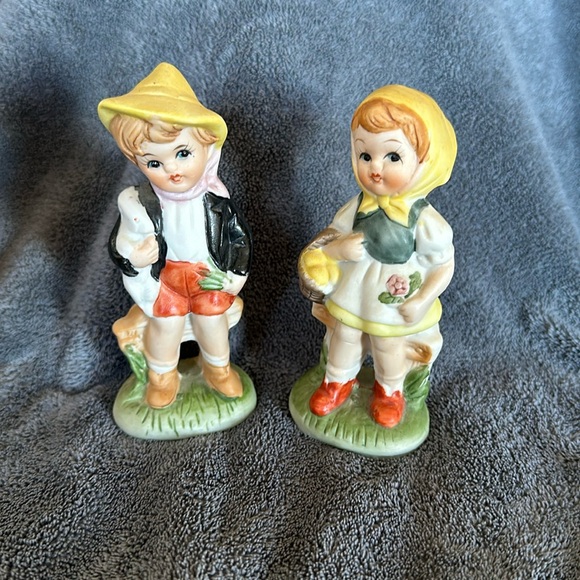 Other - Vintage porcelain girl with basket and vintage Hummel style boy figuring.